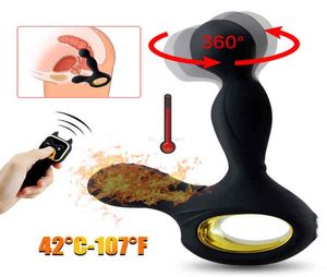 Wireless Remote Anal Vibrator Heating Prostate Massager Butt Plug Rotating 10 Läges Vibration Silicone Sex Toys for Men4800128