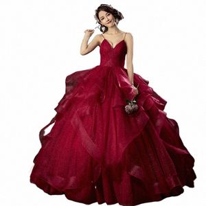 Hosenträger Wein Red Quinceanera Dres 2023 Prinzesse Süßes Ballkleid Vestidos de 15 Anos Quinceanera M7H2#