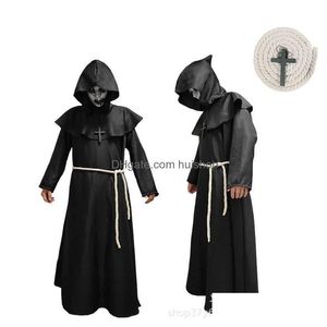 Theme Costume Halloween Cosplay Medieval Monk Robe Wizard Priest Stage Drop Delivery Apparel Costumes Dhgjo