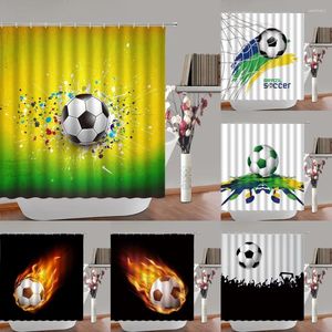 Shower Curtains Football Curtain For Boy Kid Men Sports PE. Bath Soccer Bathtub Fabric Bathroom Screen Home Accessories With Hook