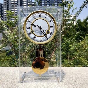 テーブルクロックヴィンテージの機械的時間式の鳴き声時計純粋な銅の動き豪華なホームデスクスピリチュアルペンドゥラムと装飾
