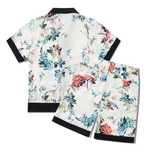 Retro Band Light Luxury Floral Sshirt Suit Simple Cuba Short-sleeved Shorts Beach Shorts Spring and Summer Couple Clothing Size S M L XL