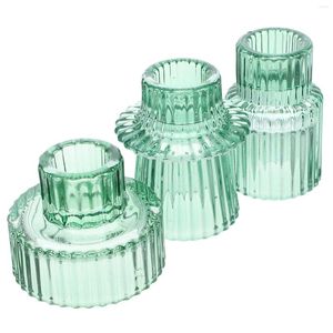 Titulares de vela 3 pcs castiçal suporte de vidro vegetação decoração graça casa tealight mesa central luzes