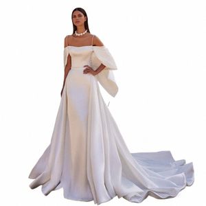 Islanda Poppy 2 in 1 sirena da sposa in raso Dres 2024 maniche in rilievo lunghezza del pavimento abiti da sposa con strascico staccabile 22I3 #