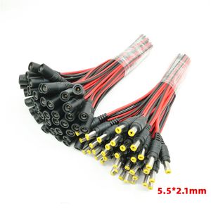 Black Red Wire 5.5 x 2.1mm Pigtail 12V Male Female DC Connector Cable Adapter for 5050 3528 COB LED Strip Light