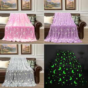 Blankets Glow In The Dark Moon & Star Blanket Pattern Cozy Soft Flannel For Sofa Bed Car Office All Seasons
