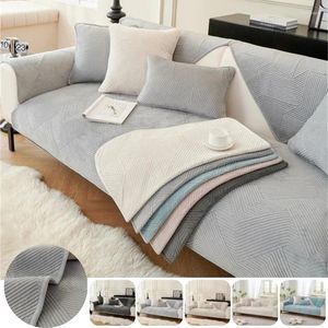 Chair Covers Soft Plush Chaise Lounge Sofa Towel Solid Color Corner Mat Anti-Slip Dustproof Couch Cover Living Room Multi-sizes