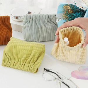 Förvaringspåsar Corduroy Elastic Bag Hair Tie Organizer Portable Travel Mini Makeup