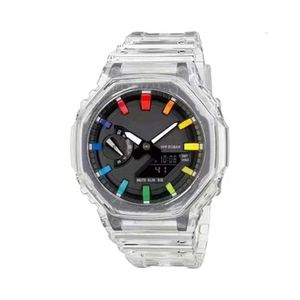 Relógio esportivo digital de quartzo masculino, relógio de choque original 2100, função completa, horário mundial, led, à prova d'água, coleção de carvalho