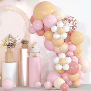 Party Decoration 113Pcs Retro Dusty Pink Blush Nude Light Pastel Orange White Latex Balloons Garland Arch Kit For Birthday Decorations