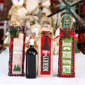 Сумки для хранения вина Мешок Рождественские принадлежности Бутылка Ткань Сумочка Winee Подарочный напиток