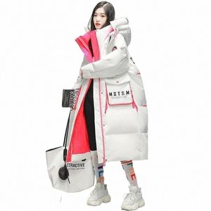 2023 Winter Hooded X-lg 90% White Duck Down Coat Women Glossy Waterproof Thick Loose Outerwear Warm Parka Snow Down Jacket t9VV#