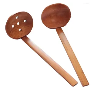Spoons 1pcs Ramen Soup Spoon Japanese Noodles With Holes Wooden Kitchen Large Dinnerware Cooking Utensils