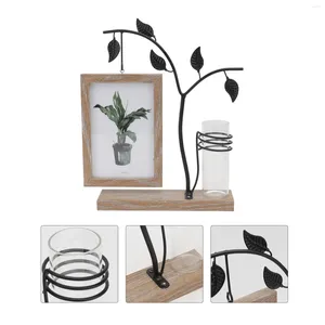 Frames 6 Inch Wrought Iron Po Frame Wooden Picture Hydroponic Planter Display Tool Flowerpot