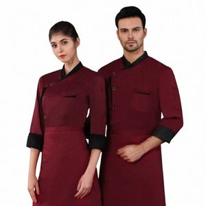 Homens e Mulheres Uniforme do Chef Restaurante Cozinha Jaqueta Cafeteria Cantina Cook Costume Hotel Garçom Roupas de Trabalho Lg-Sleeved S8KF #