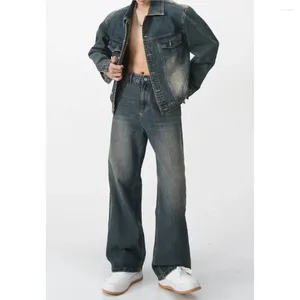 Fatos masculinos 2024 primavera coreano vintage casual retro personalidade mangas compridas casaco nicho estilo algodão hip hop jeans retos