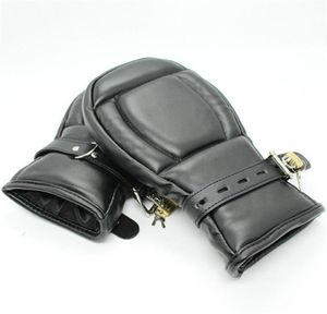 gioco per adulti Locking Goth Guanti imbottiti Guanti Dog Paw Palm Leather Bondage Restrizioni Giocattoli del sesso Per donna uomo Coppie Prodotti Y1812400656