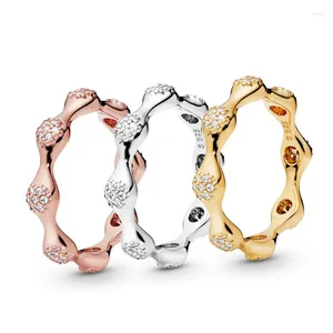 Cluster Rings Pan-Style Flower Sea Ring European And American Simple Zircon 925 Silver Closed Valentine's Day Gift Party