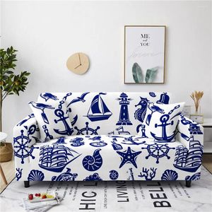 Chair Covers Nautical Theme Navy Blue Anchor Sofa Cover Slipcover Loveseat Couch Non Slip Washable Furniture Protector Women Men Gifts