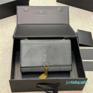 Modne damskie luksusowe klapki w torbie klasyczne krokodyl skórzany metalowy łańcuch listew torby z frędzlami portfel