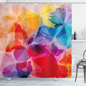 Shower Curtains Floral Curtain Vibrant Colors Abstract Creative Watercolor Style Flower Pattern Design Cloth Fabric Bathroom
