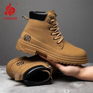 Stivali stivali da uomo forte stivali in pelle pizzo impermeabile stivali militari scarpe leggero inverno uomini cucini invernali non slip stivali