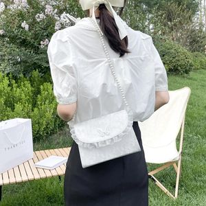 Shoulder Bags Vintage Lace Pearl Chain Ladies Small Square Messenger Bag Gentle Style Purses And Handbags Handbag