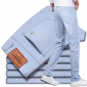 2023 Sulee Brand Top Classic Style Men Spring Summer Jeans Busin Casual Light Blue Stretch Cott Denim Male Trousers d31V#