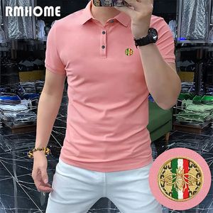 Mens Polo Shirt Bee Advanced Brodery Halfsleved Vibrant Colors Lapel Tees Summer Cotton Slim Top Fashion Clothing 4XL 240329