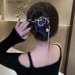 Haarspangen VANIKA Mode Retro Rose Blume Quaste Haarspange Koreanischen Stil Elegant Ein Wort Pferdeschwanz Clip Frauen Party Sommer Zubehör Y240329
