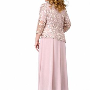 falso Dr in due pezzi Plus Size Lg Dr Elegante Plus Size Maxi Dr con dettaglio in pizzo ricamato Fr Manica a tre quarti O L72l #