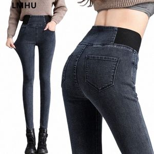 Lápis Jeans Mulheres Primavera Outono Cintura Alta Calças Jeans Skinny Novo Coreano Casual Stretch Vaqueros Vintage Leggings Kot Pantol p6Z3 #