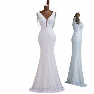 Sexy cor branca sereia noite dres vestidos de fiesta robe lgue robe de soiree de mariage robe femme vestidos de baile H5rX #