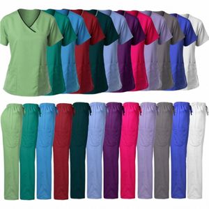 high Quality Hot Sale Hospital Uniform Wholesale Tops And Pants Medical Women Nursing Scrubs Uniforms Sets P2DH#