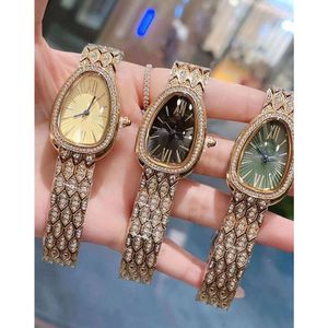 Women Bvlgairs luksusowy diamentowy zegarek dla kobiet moda serpenti seduttori zegarek na rękę zegarek luksusowy lekki wąż głowica pełny diamentowy podwójny pierścień vs. 99S5