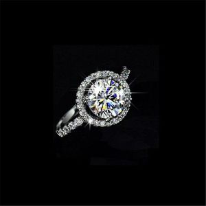 New Sparkling Luxury Jewelry 925 Sterling Silver Round Cut White Topaz CZ Diamond Gemstones Promise Women Wedding Bridal Ring Gift217Q