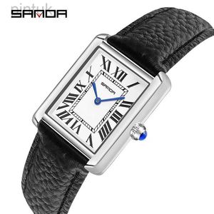 Orologi da polso SANDA Uomo Donna Orologi da polso rettangolari al quarzo per orologi da donna casual in acciaio inossidabile Amanti della pelle di lusso Confezione regalo Orologio 24329