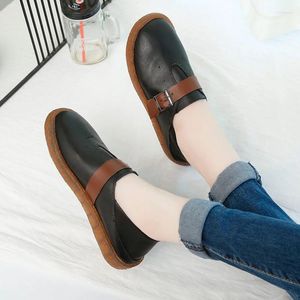 Scarpe casual Fad Slip On Buckle Donna Oxford taglie forti per donna Brogue in pelle Flats Creepers da donna femminili