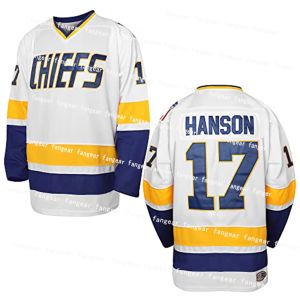 Hanson Brothers 16 Charlestown Chiefs 17 Jeff Slap Shot 18 Movie Hockey Jersey Blue White S-3xl