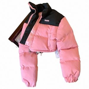 Kadınlar Kış Pembe Kısa Parkas, Pamuklu Yastıklı Ceket, 2024 M5SS#