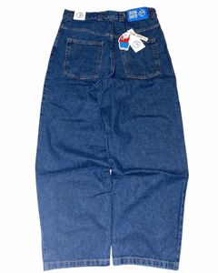 retro clássico azul esportes jeans retos para homens e mulheres y2k Harajuku streetwear juventude casual cintura alta solta calças largas perna E7on #