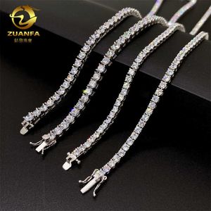 Ins Hot Selling 4mm925 Silver inlaid Mo Sang Hip Hop Single Stone Mens Tennis Chain Hiphop Jewelry CJT8