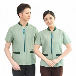 Vendas Diretas da fábrica Fornecimento de Serviço de Limpeza Uniforme de Mangas Curtas Roupas de Verão Quartos de Hotel Garçom Workwear Propriedade Hous d4wq #