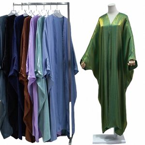 Muzułmańskie Abayas Smakują rękawy Kaftans Women Jilbabs Cardigan Coat Islamski odzież Dubai Saudyjska szata Turkish D1TW#