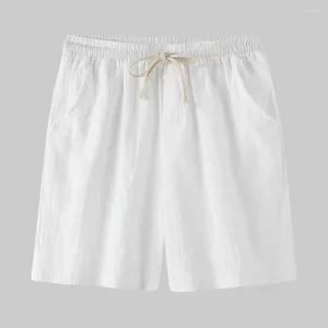 Shorts masculinos calças curtas praia clube diário verão casual grande linho solto homens cor sólida esportes estiramento