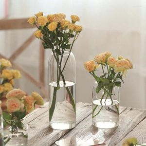 Vaser Creative Necking Glass Vase Tabletop Hydroponic Flowers Container Home Decor Prydnader Partihandel Centerpiece Decorative