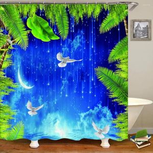 Cortinas de chuveiro 3d banheiro cortina à prova d'água com gancho lindo céu estrelado paisagem impressão decoração de casa poliéster