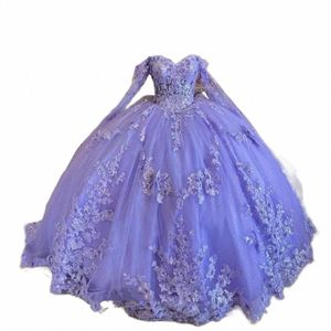 Angelsbridep 럭셔리 반짝이는 라벤더 Quinceanera Dres 생일 파티 파티 왕자 볼 가운 멍청이 드 15 anos 코르셋 x6f7#