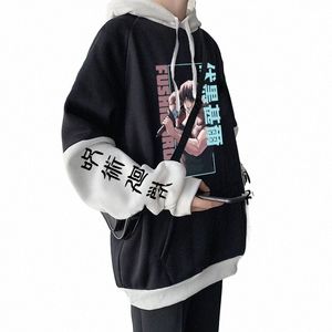 柔術kaisen fushigurotojo Japanay Anime Hoodies Men Men Autumn Winter Streetwearカジュアルプラスユニセックスパッチワークスウェットシャツ42RX＃