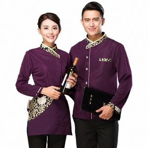 Spot Hotel Work Clothes Autumn and Winter Clothing Dining TeaHouse Restaurant Waiter LG Sleeve Hot Pot Shop Uniform med APR K338#